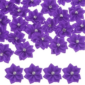 Unique Bargains Artificial Satin Durable Flexible Decorative Mini Ribbon Flowers with Rhinestones 1.2 Inch 100 Pcs - 1 of 4