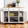 54" Rolling Kitchen Island Cart with Drop Leaf, Rubber Wood Top, Embossed Texture, 4 Doors, 3 Drawers, Spice Rack, Towel Rack, Storage Cabinet - 3 of 4