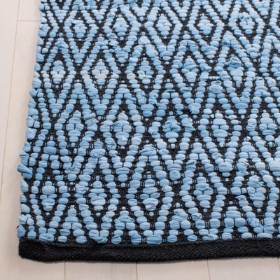 Coastal Charm Handwoven Black and Green 6' Square Cotton Rug