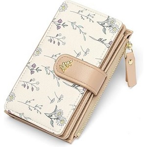Clotth Womens Wallet - RFID Blocking Trifold Wallet for Women - Large Capacity Vegan Leather Floral Purse with Zipper Coin Pocket - 1 of 4