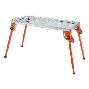 VEVOR Foldable Welding Table 44" x 21", 500LBS Capacity Welding Workbench with 4-Level Adjustable Height, Carbon Steel Work Bench, Silver+Orange - 1 of 4
