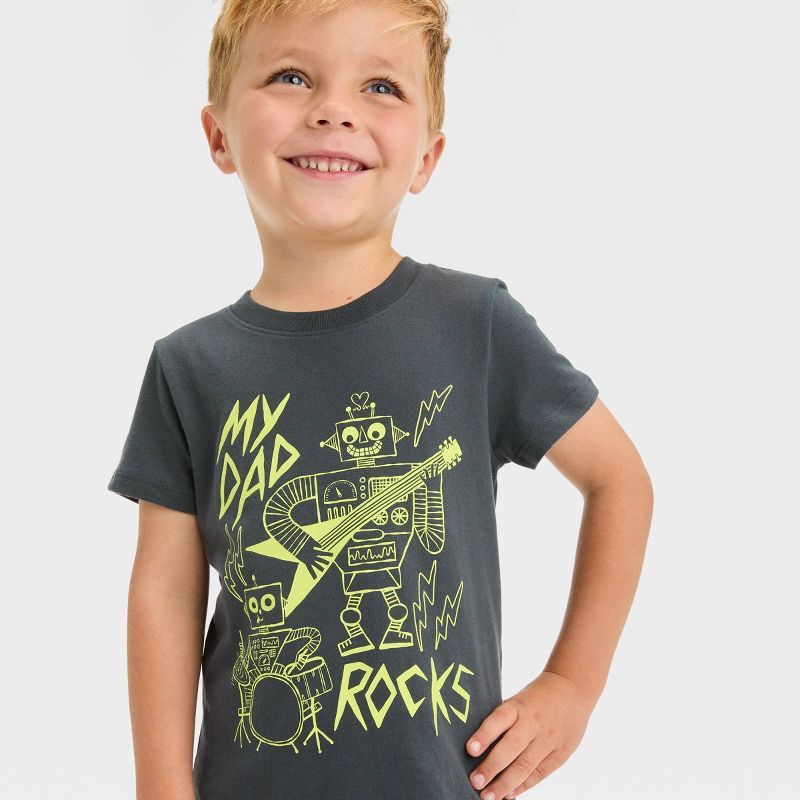 Toddler Boys' My Dad Rocks Short Sleeve Graphic T-Shirt - Cat & Jack™ Charcoal Gray, 3 of 5