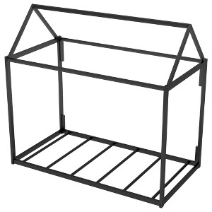 ZHUTA  Twin Size Tent Floor Bed Frame for Kids, Metal Floor Bed with slats, Twin House Bed for Kids Girls Boys, Black - 1 of 4