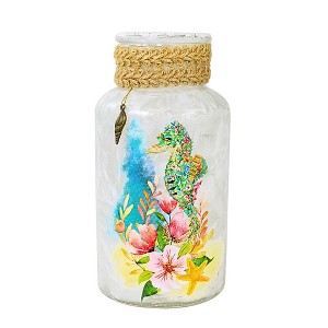 Stony Creek 6.5 Inch Salt Water Shores Pre-Lit Jar Summer , Beach Sand Shells (1PC) - 1 of 3
