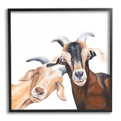 Stupell Industries Happy Goat Smiling Animals Framed Giclee Art
