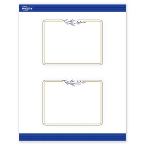 Avery 4.25" x 5.5" Cards, Gold & Navy Border with Florals, 20 ct - 1 of 4