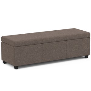 CAVINAS Faux Leather Storage Ottoman Bench with Stitching Design,Upholstered Storage Ottoman,Storage Benches for Living Room,Bedroom - 1 of 4