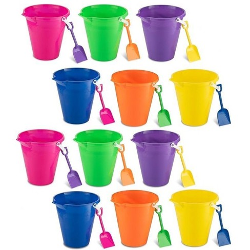9 Large Sand Bucket With Shovel 12 Pack Bulk Beach Buckets Beach Toys For Kids Toddlers Party Favors By 4e s Novelty Target