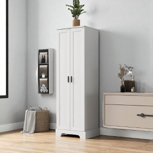 Mshliw 71" Tall MDF Storage Cabinet with 2 Doors, Adjustable Shelves, Anti-Tip Design for Bathroom, Office, or Living Room - 1 of 4