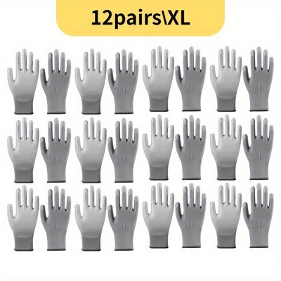 Paaaawaters 12pairs Work Gloves for Men Women Non-slip, Black Polyurethane Coating, Garden Yard Gloves, Industrial Protective Work Gloves