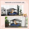 Wicker Dog House with Canopy for Outdoor Use Rattan Dog Bed with Water Resistant Cushion for Small and Medium Dogs,Blue - LAOTIES - 4 of 4