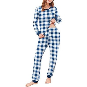 Ekouaer Womens Pajamas Sets Long Sleeve Tops with Jogger Pants Soft Pjs Lounge Set Outfits with Pockets - 1 of 4