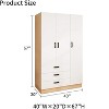 Livelylodge 3-Door Freestanding Wardrobe Armoire with Hanging Rod - White - image 2 of 4