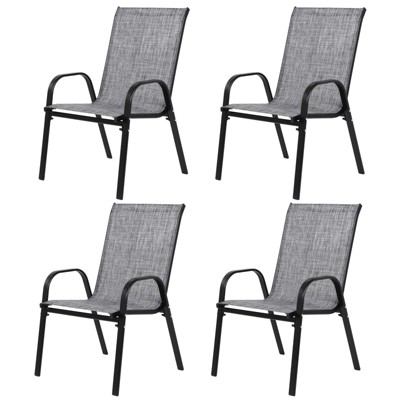 VisioGear 4 Pieces Patio Seating Sets, Outdoor Camping Chairs with Armrest High Backrest for Garden, Grey, 24.41"*24.41"*38.59"