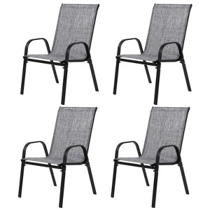 VisioGear 4 Pieces Patio Seating Sets, Outdoor Camping Chairs with Armrest High Backrest for Garden, Grey, 24.41"*24.41"*38.59" - 1 of 4