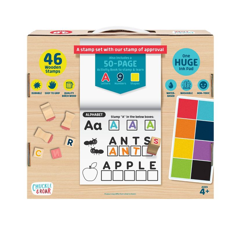 48pc Wooden Letters, Numbers, &#38; Shapes Stamp Set - Chuckle &#38; Roar, 6 of 14