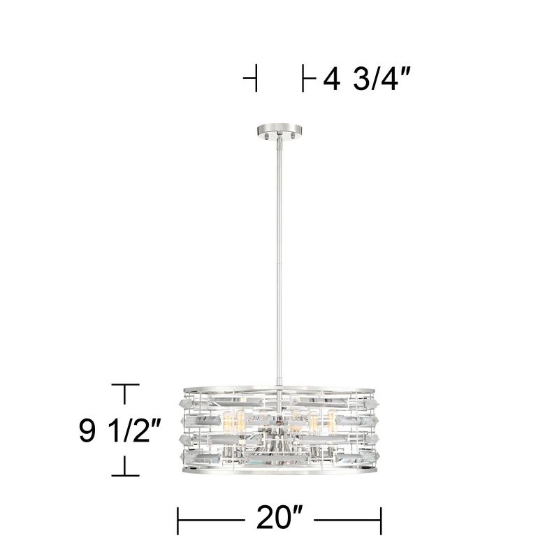 Possini Euro Design Smart Polished Nickel Chandelier 20" Wide Modern Drum Clear Crystal 6-Light Fixture for Dining Room House Foyer Kitchen Island, 4 of 9