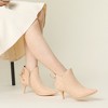 Perphy Women's Pointed Toe Side Zip Back Bow Kitten Heel Ankle Booties - 4 of 4