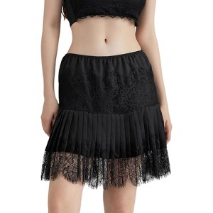 Y2K Lace Mini Skirt for Women - Low Waist Ruffle Hem & Layered Pleated Design - 1 of 4