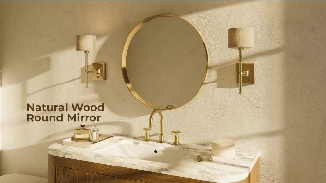 Wood Round Mirror Natural - WallBeyond, 2 of 9, play video