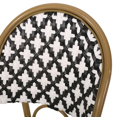 Black and White Bamboo Finish Armless Bistro Chairs, Set of 2