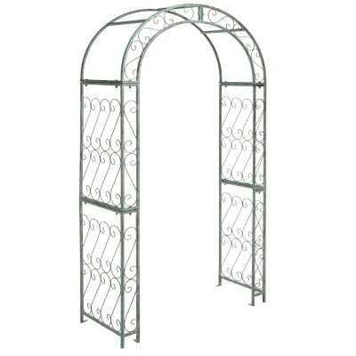 Antique Green Iron Garden Trellis Arch Arbor