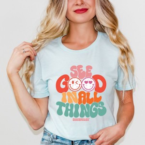 Simply Sage Market S.W.Smiley See Good In All Things Smiley Face Short Sleeve Tee - 1 of 4