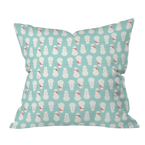 16 X16 Novelty Allyson Johnson Cute Snowmen Throw Pillow Blue
