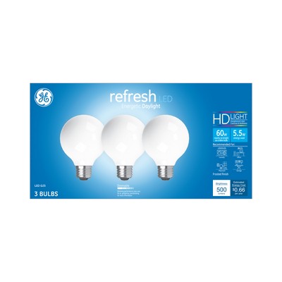General Electric 3pk 60W Ca Refresh LED Light Bulb Dl G25 Frost