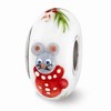 Black Bow Jewelry Fenton Hand Painted Christmas Mouse Glass & Sterling Silver Bead Charm - 3 of 4