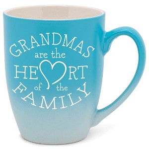 Elanze Designs Grandmas Are The Heart Of The Family Two Toned Ombre Matte Pale Blue and White 12 ounce Ceramic Stoneware Coffee Cup Mug - 1 of 4