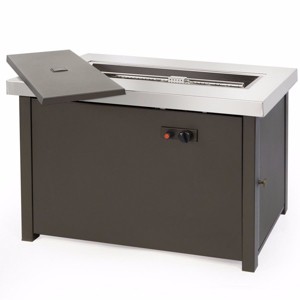 Barton 50,000 BTU Outdoor Propane Fire Pit Table Heater Propane Powered Firepit with Cover, Brown - 1 of 4