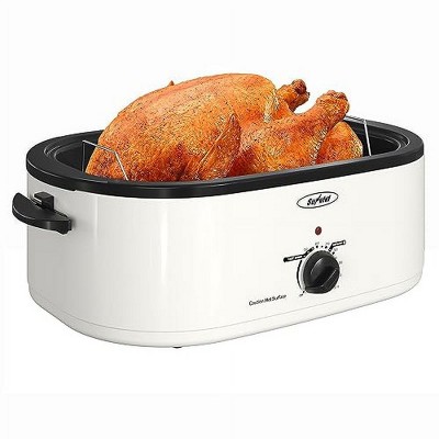 Heynemo Electric Turkey Roaster Oven with Visible Glass Lid, with Removable Pan & Rack, Stainless Steel