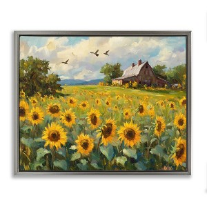 Stupell Industries Sunflower Farm Floral Field Floating Frame Canvas Art - 1 of 4