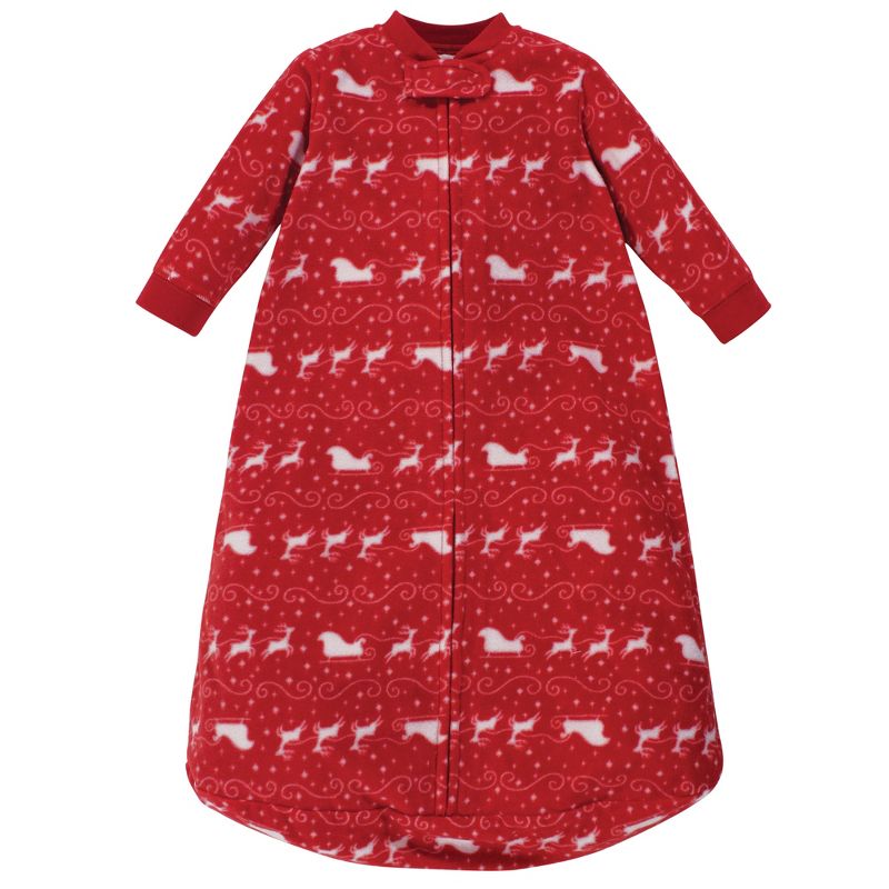 Hudson Baby Infant Long-Sleeve Fleece Sleeping Bag, Santas Sleigh, 0-9 Months, 3 of 4