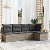 vidaXL 5 Piece Patio Sofa Set with Cushions Gray Poly Rattan - Without Table - 2 of 4