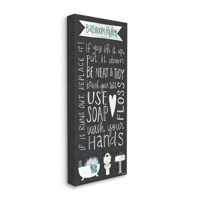 Stupell Industries Bathroom Rules Sign Whimsical Tub Toilet Sink
