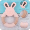 MyKids-USA Baby Food-Grade Teething Rattle, Teething Aid for Babies, Wooden and Silicone Rabbit Teething Bracelet - 2 of 4