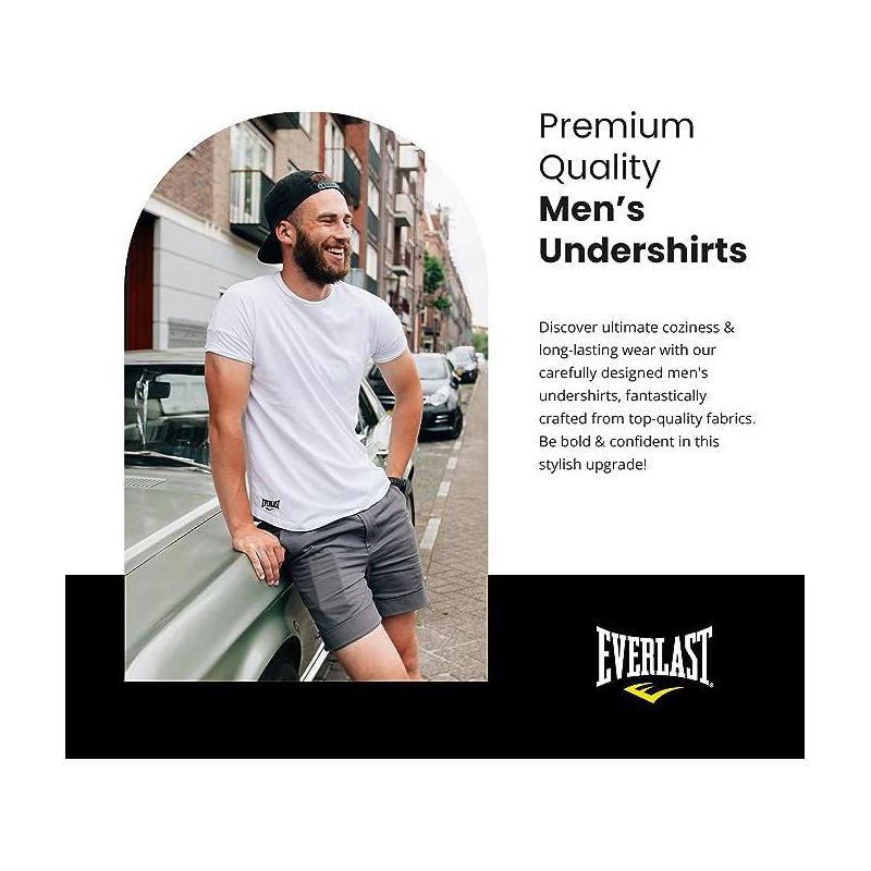 Everlast Men’s 3 Pack Crew Neck Essential Undershirt Tagless Breathable Mens T Shirt Modern Fit, 5 of 6