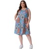 Agnes Orinda Women's Plus Size Boho Sleeveless Round Neck Midi Beach Sundress with Pocket - 3 of 4