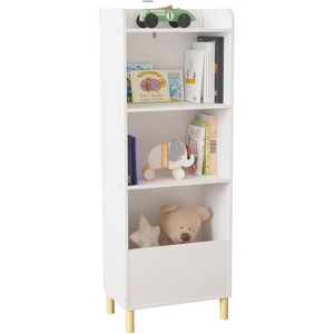 Kids 4-Tier Wooden Bookcase, Bookshelf Organizer with Pine Legs, Toy Storage Display for Nursery, Bedroom, Study Room - 1 of 4