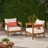 Christopher Knight Home Brooklyn Outdoor Acacia Wood Club Chair with Cushions (Set of 2), Teak/Beige - 2 of 4