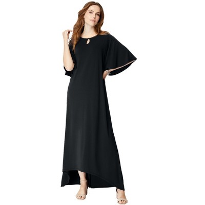 Roaman's Women's Plus Size Keyhole Hi-Low Midi Dress