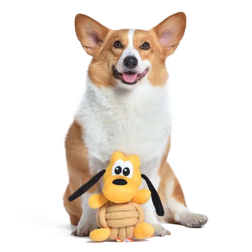 Disney Pluto Plush Rope Ball Squeaker Dog Toy - 9"