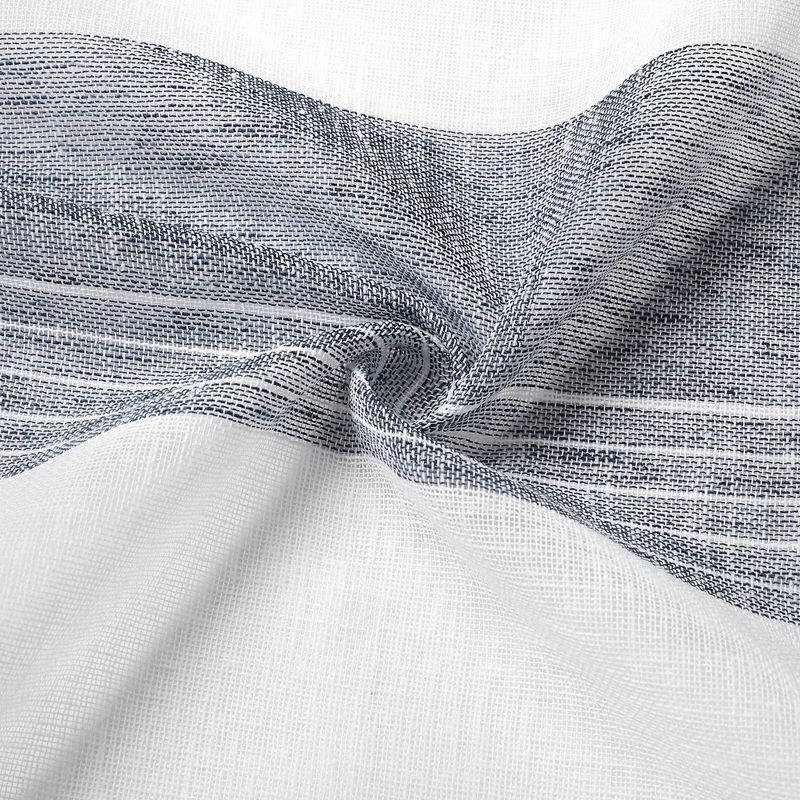 Vertical Stripe Linen Textured Voile Sheer Short Kitchen Curtains, 3 of 6