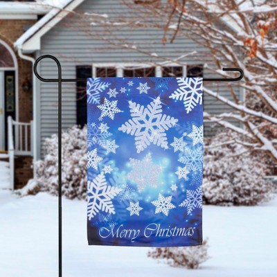 Blue and White Snowflakes Merry Christmas Garden Flag