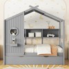 Wooden Full Size/Twin Size House Bed With Trundle, Platform Bed Frame With Storage Shelves, Easy Assembly For Girls Boys - 2 of 4