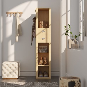 Famapy Light-colored Multi-functional Small Storage Cabinet Entrance Cabinet: Space-saving, with Mirror.Entryway Bench Hall Tree - 1 of 4