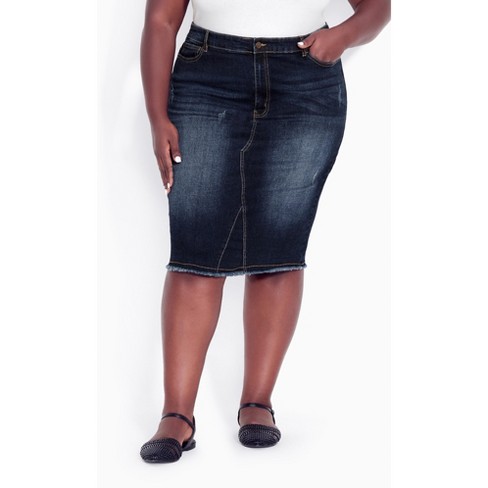 Avenue | Women's Plus Size Denim Stretch Skirt - Dark Wash - 26w : Target