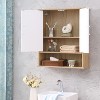 KTMBDW Two-Door Bathroom and Laundry Wall Mount Storage Medicine Cabinet with Open and Adjustable Shelf - White & Natural - 2 of 4